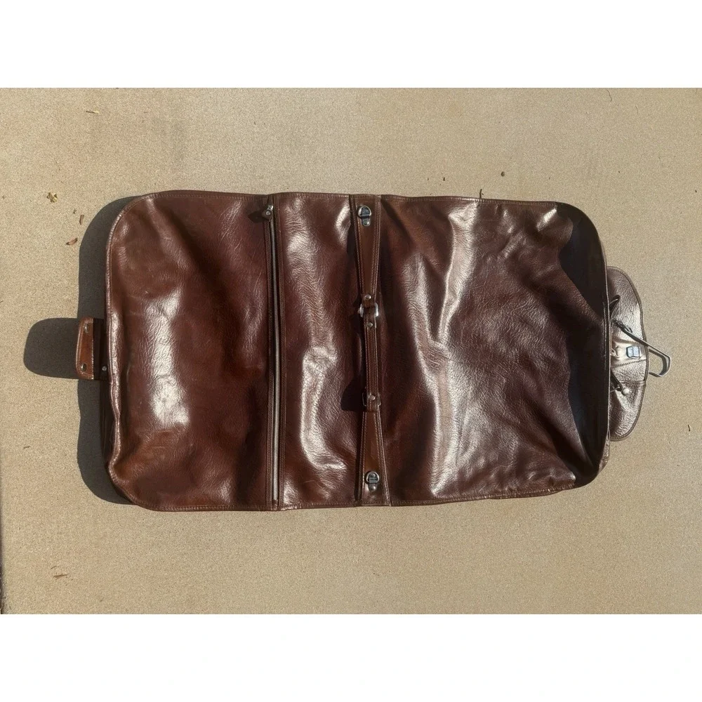 American Tourister leather clothing hanging garmet bag, full zip, pockets, 40x24